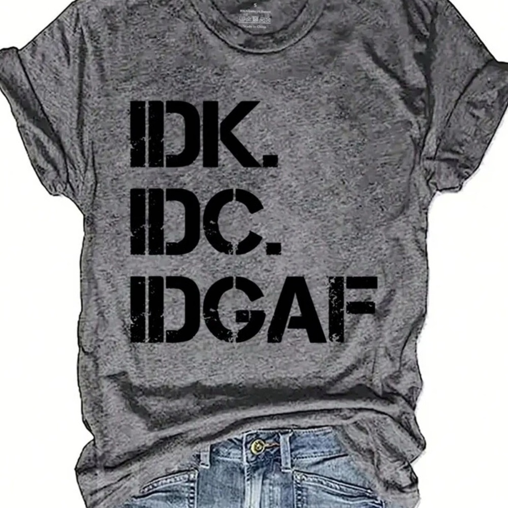 Gray Graphic Tee with Bold Black Text